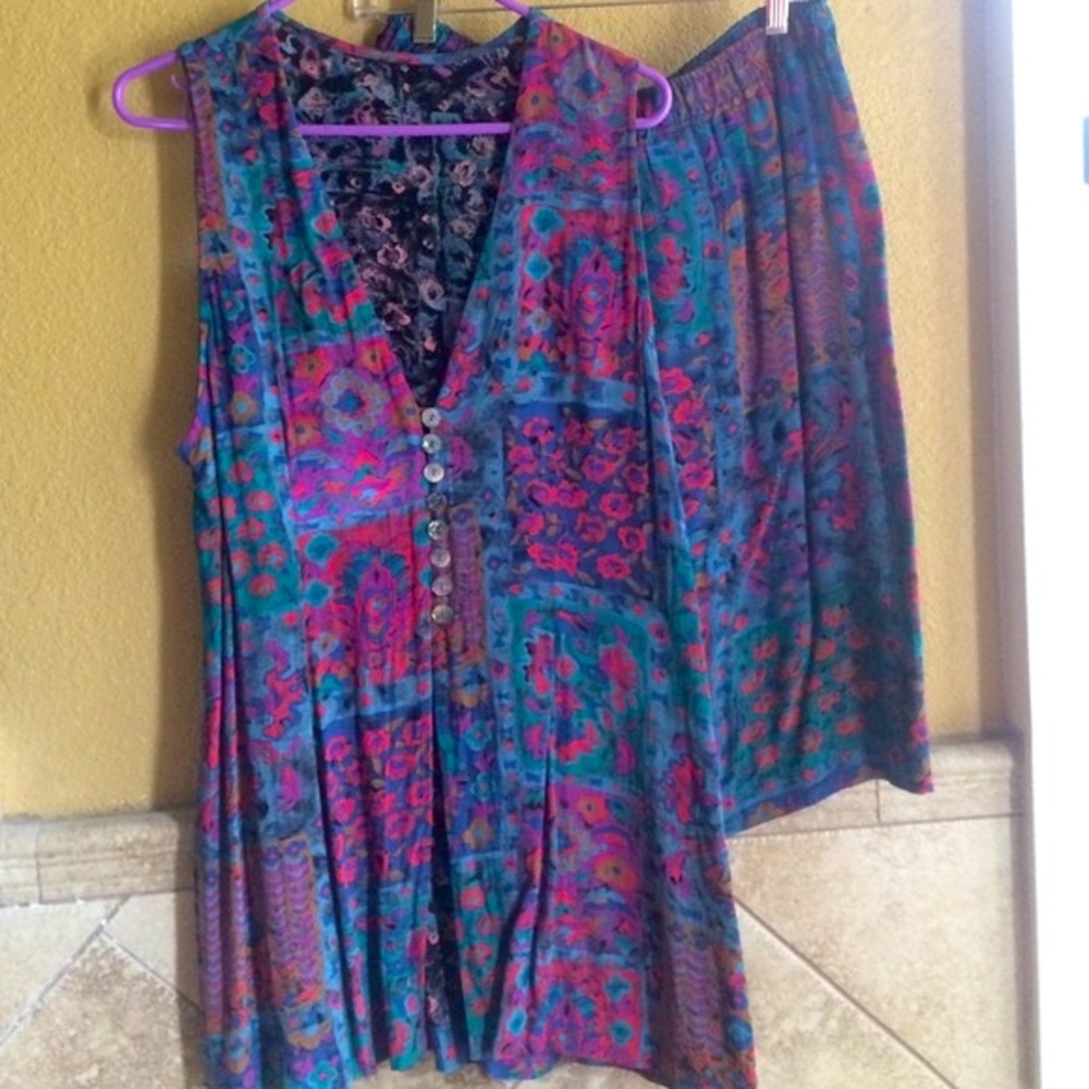 Vintage artisan top and skirt ethnic boho vibe